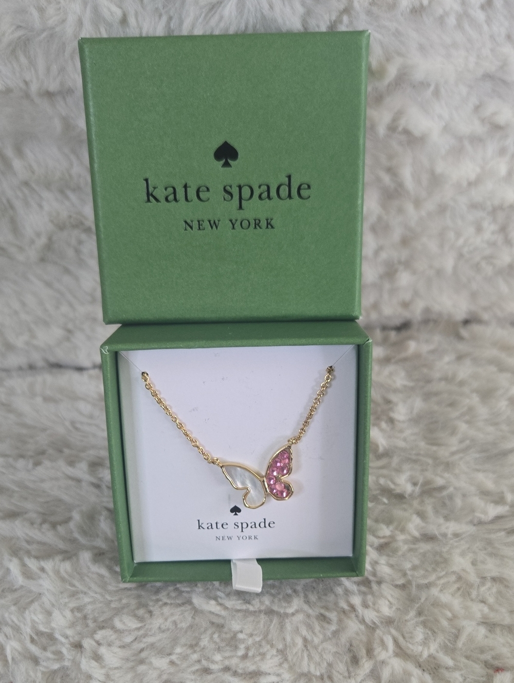 kate spade New York Pink Crystal Butterfly Necklace